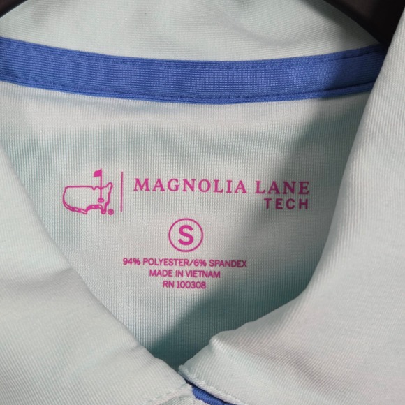 Magnolia Lane Tech Women Small Masters Golf Polo Shirt Light Aqua Blue Short Slv - Picture 4 of 6